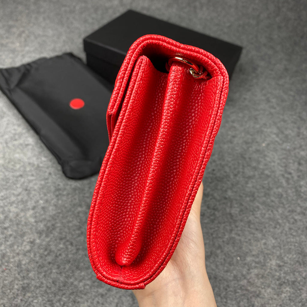 YSL Chain Wallet Matelasse Grain de Poudre Gold-tone 'Eros Red'