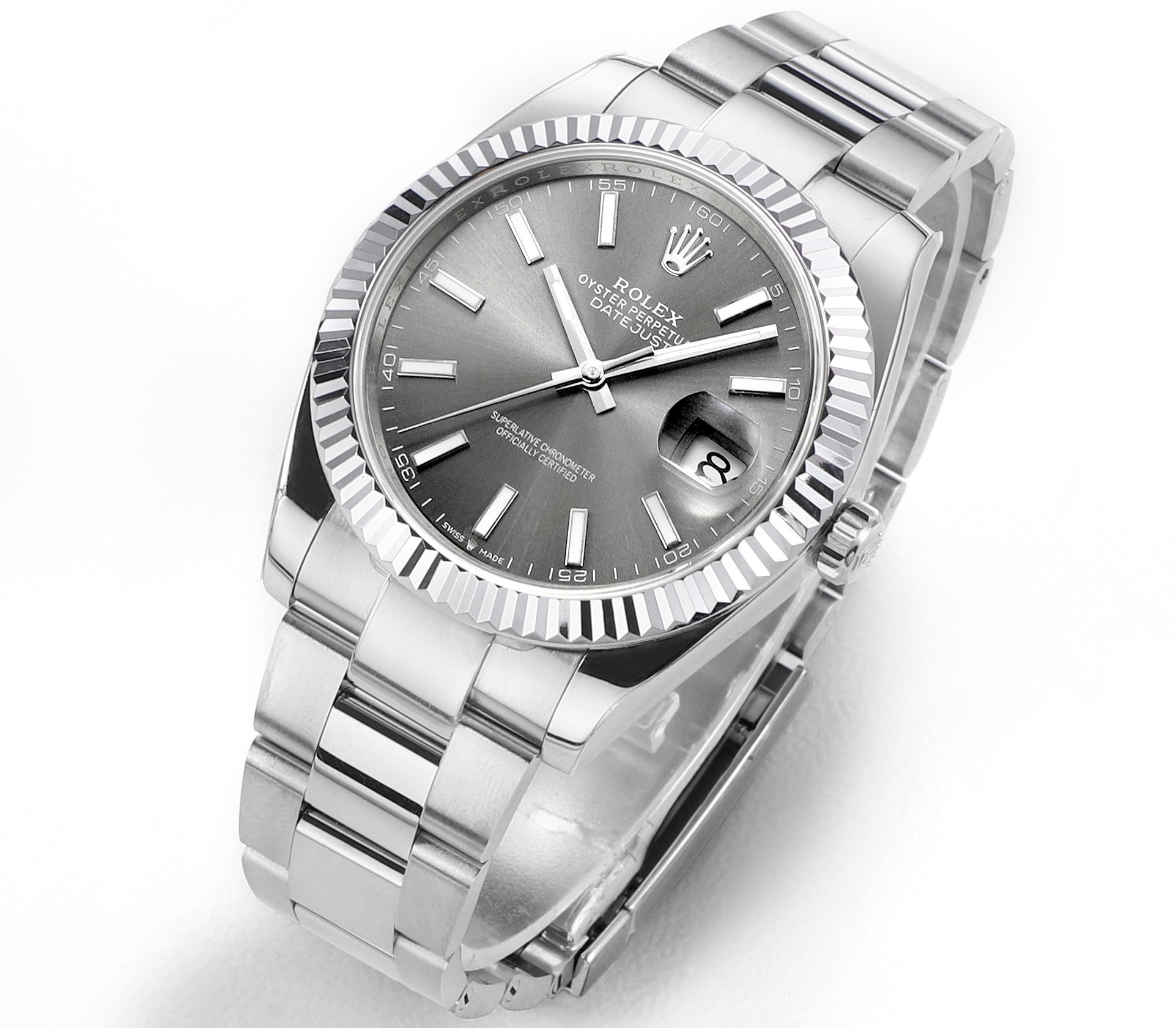 Rhodium Gray & Stainless Steel 41MM Watch