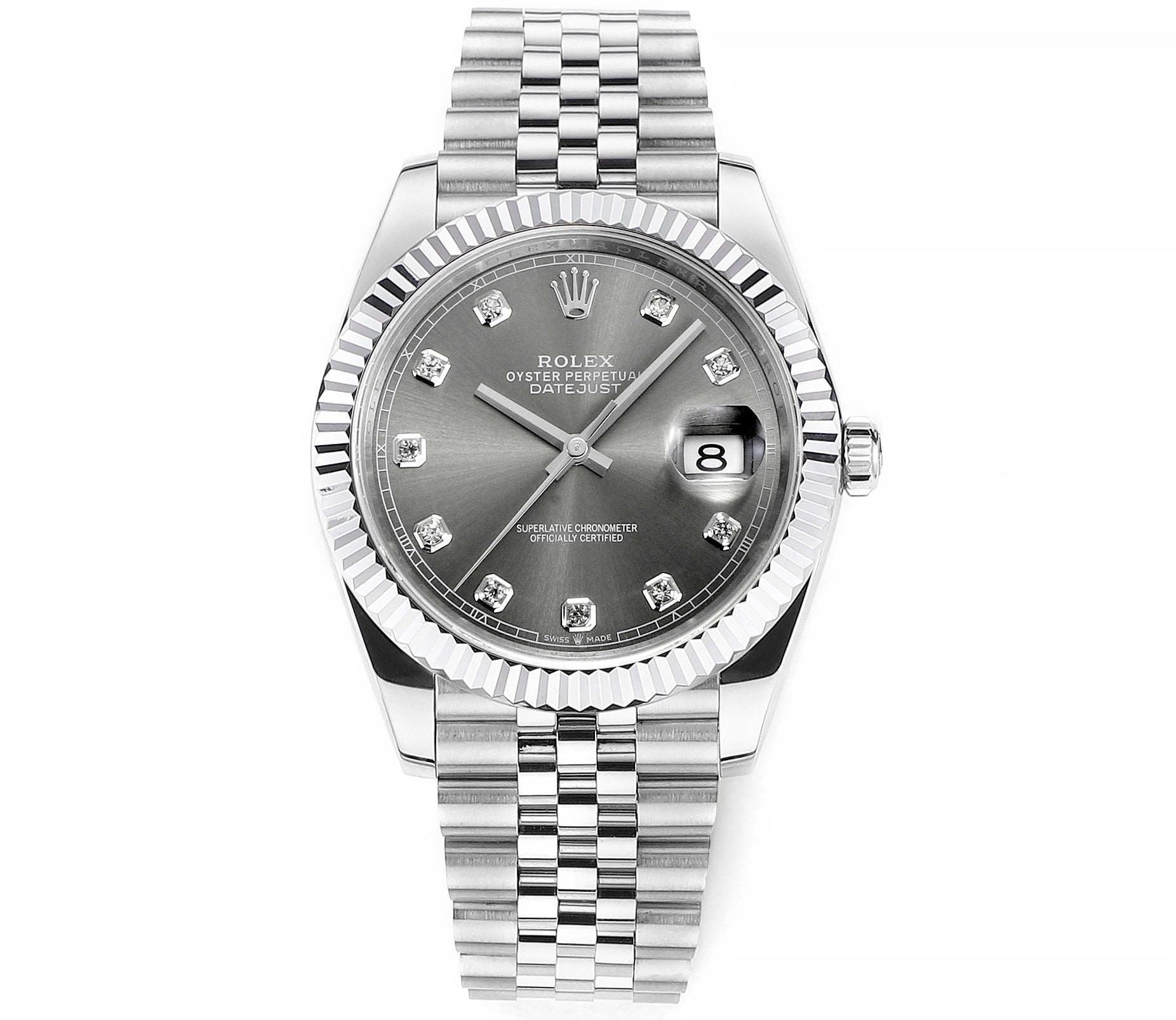 Rhodium Gray & Diamond 41MM Watch