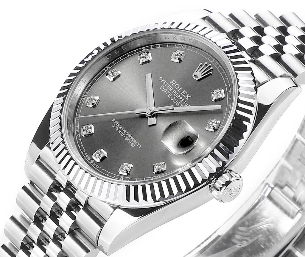 Rhodium Gray & Diamond 41MM Watch