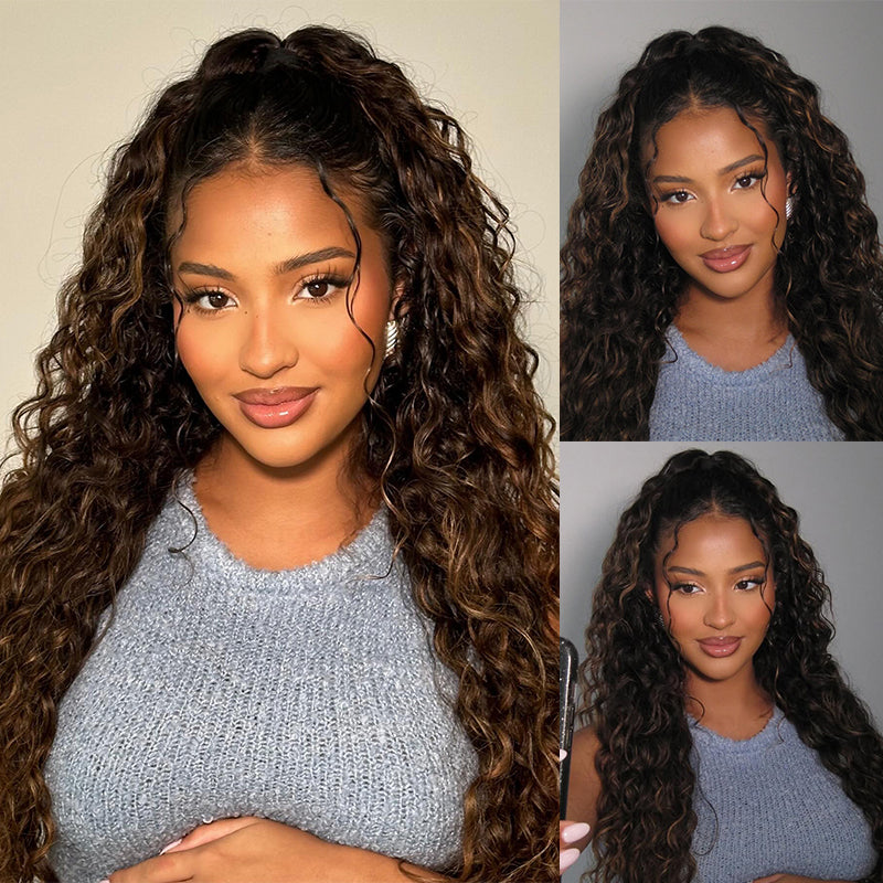Glueless Flexi-Fit Drawstring Wig Loose Deep Wave Colored  7x6/13x6 Lace Human Hair Wig
