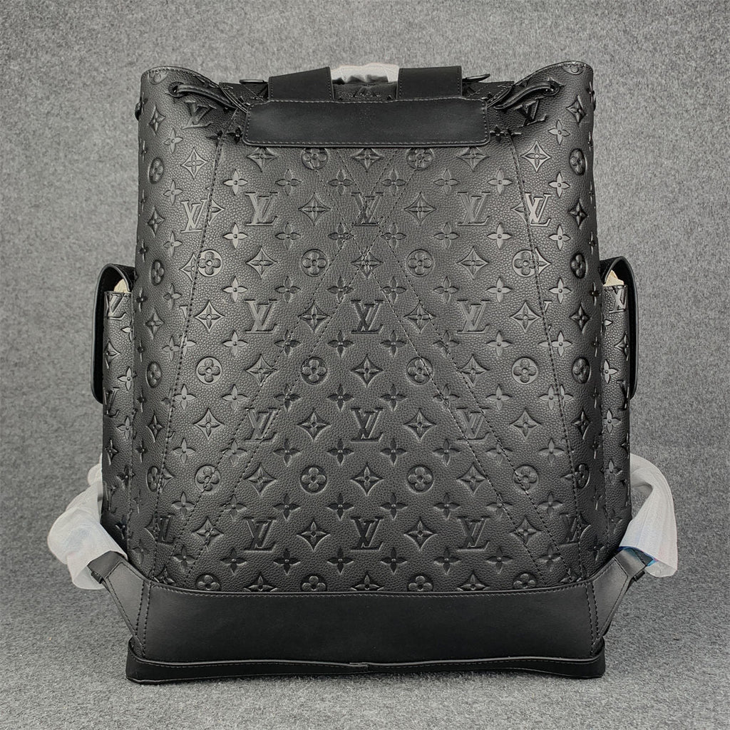 LV Black & Orange Taurillon Leather Monogram Christopher Backpack