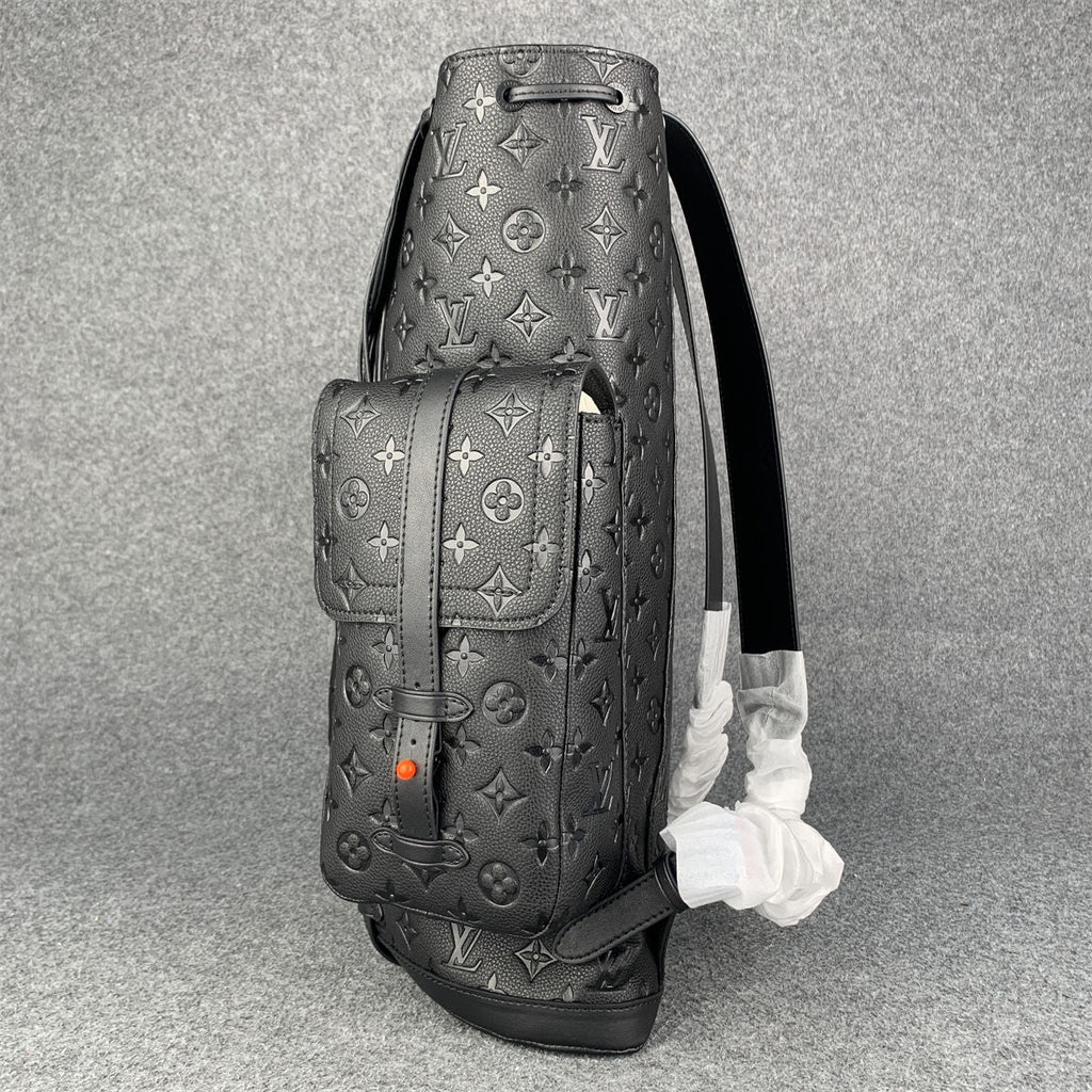 LV Black & Orange Taurillon Leather Monogram Christopher Backpack