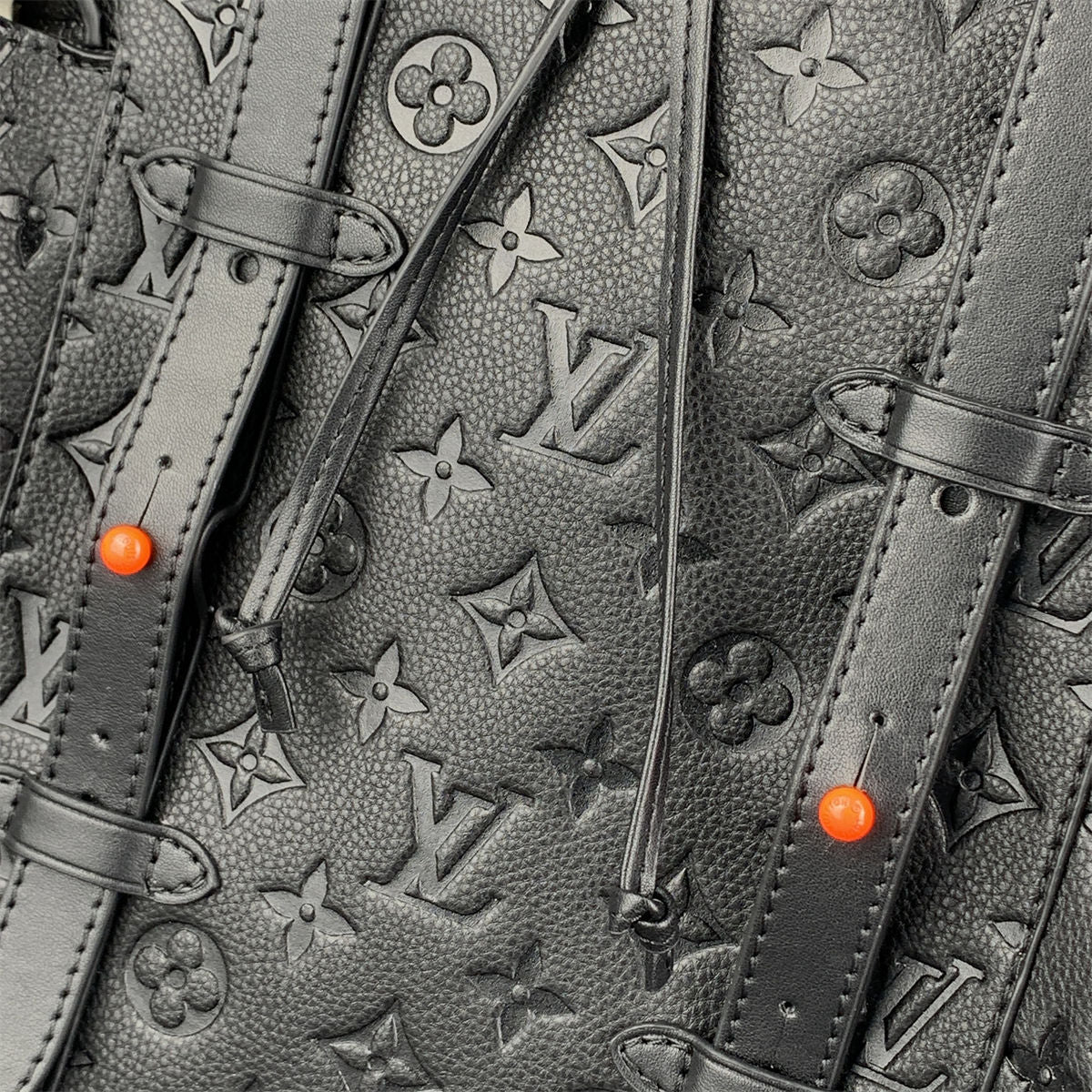 LV Black & Orange Taurillon Leather Monogram Christopher Backpack