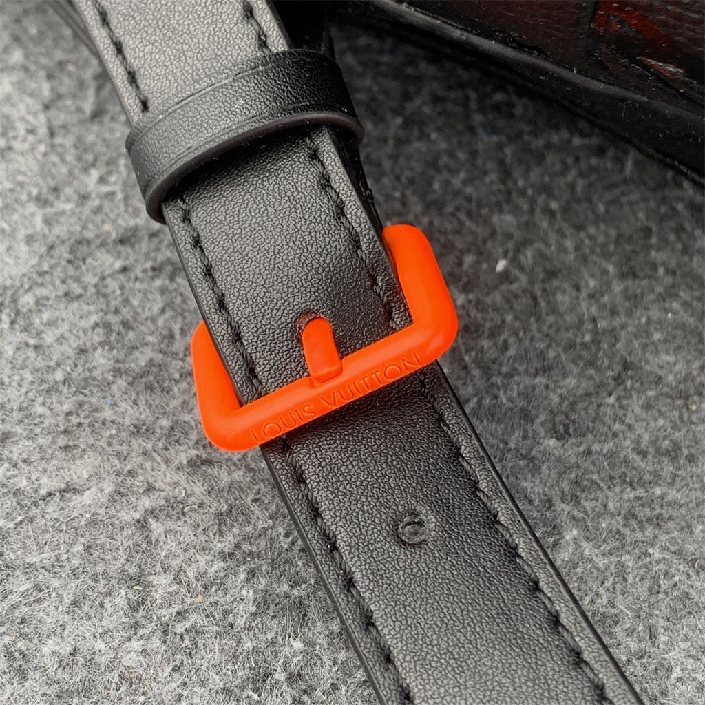 LV Black & Orange Taurillon Leather Monogram Christopher Backpack