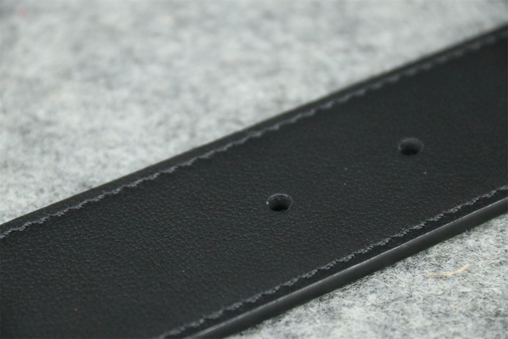 Double G Leather Belt with Antique Brass Buckle, 1” Width 'Black'