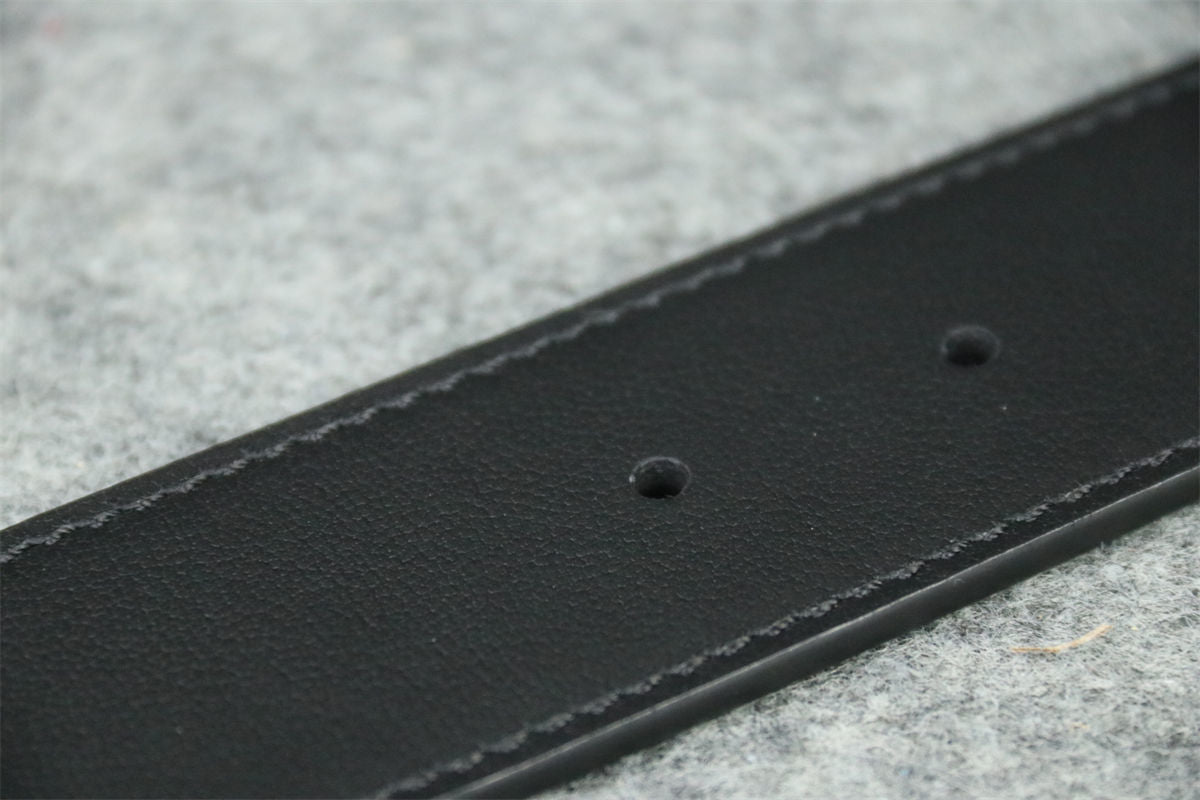 Double G Leather Belt with Antique Brass Buckle, 1” Width 'Black'