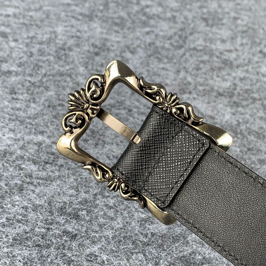 Chrome Hearts Filigree Black Leather Belt