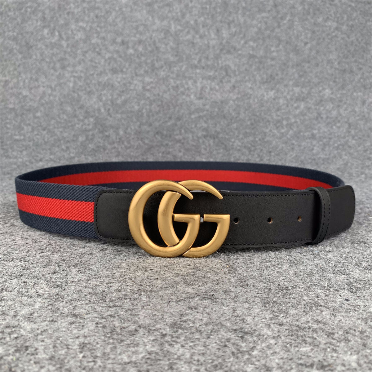 Canvas Web Belt with Double G Buckle 'Blue Red'