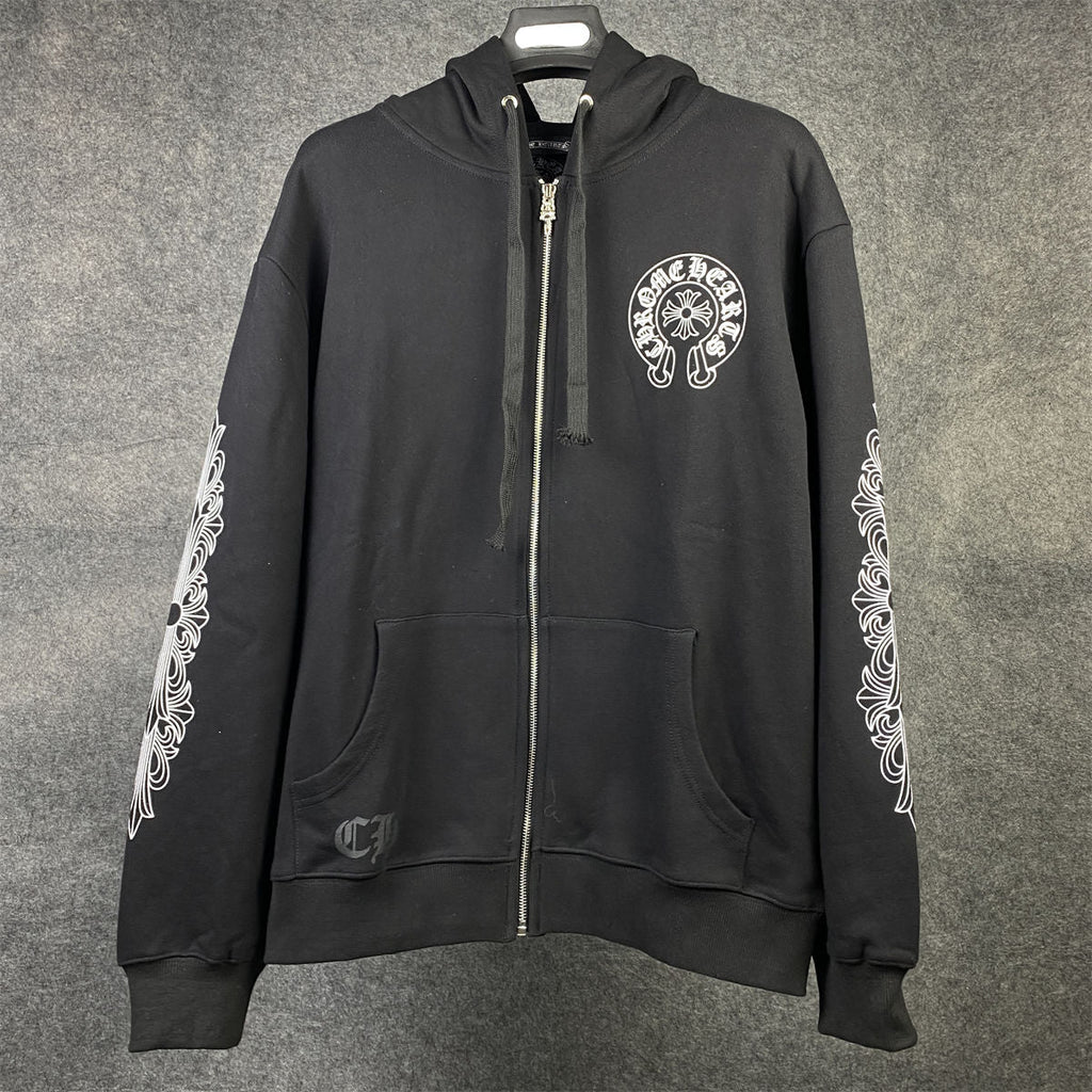 Chrome Hearts Malibu Exclusive Horse Shoe Zip Up Hoodie 'Black'