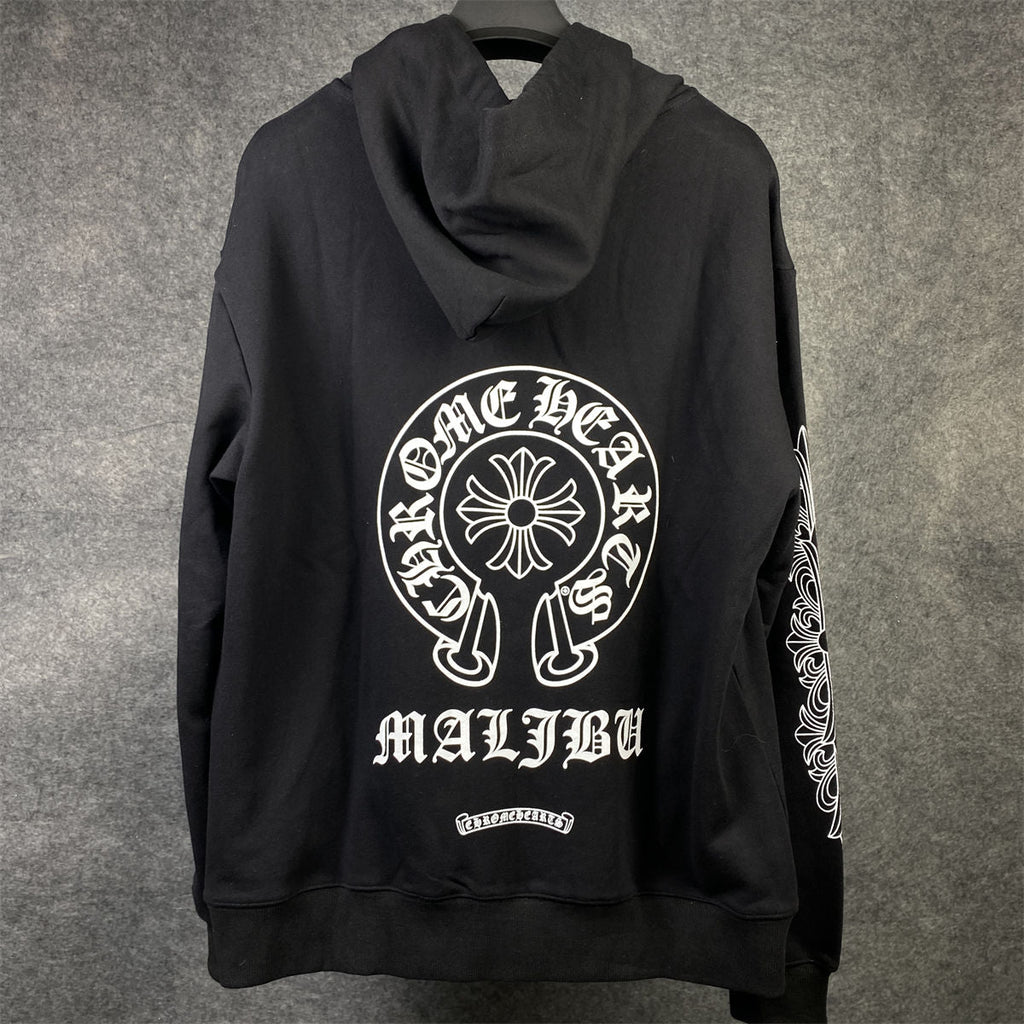 Chrome Hearts Malibu Exclusive Horse Shoe Zip Up Hoodie 'Black'