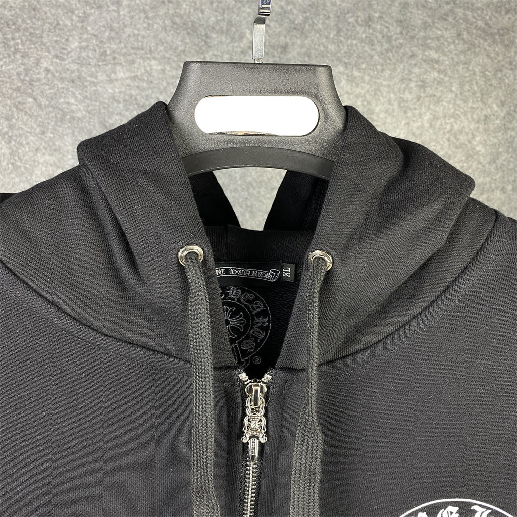 Chrome Hearts Malibu Exclusive Horse Shoe Zip Up Hoodie 'Black'