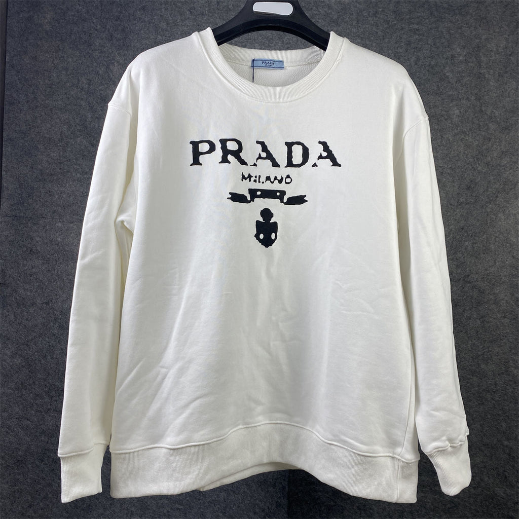 Prada Chenille Logo Sweatshirt 'White'