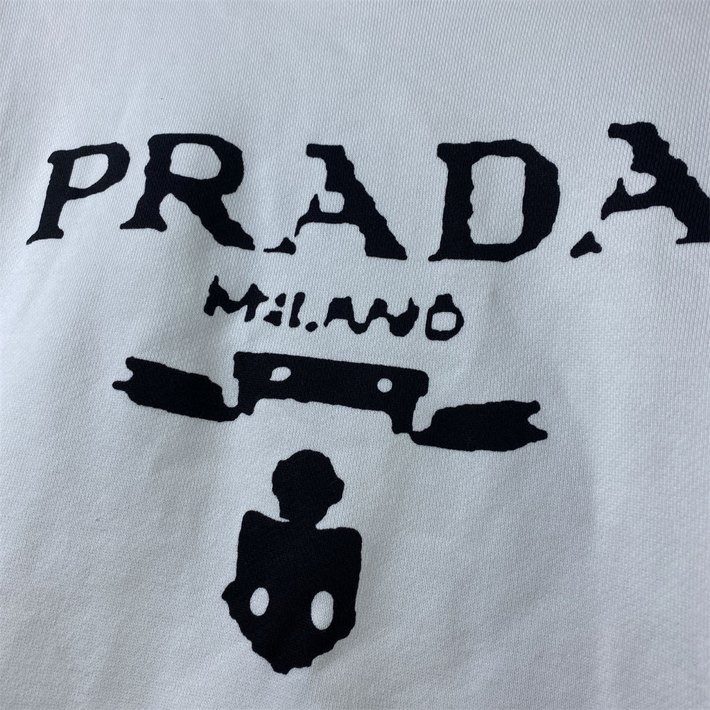 Prada Chenille Logo Sweatshirt 'White'