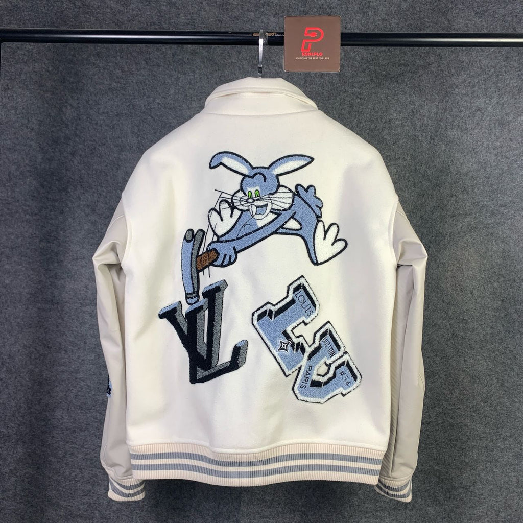 LV Multi-Patches Mixed Leather Varsity Blouson 'Milky White'
