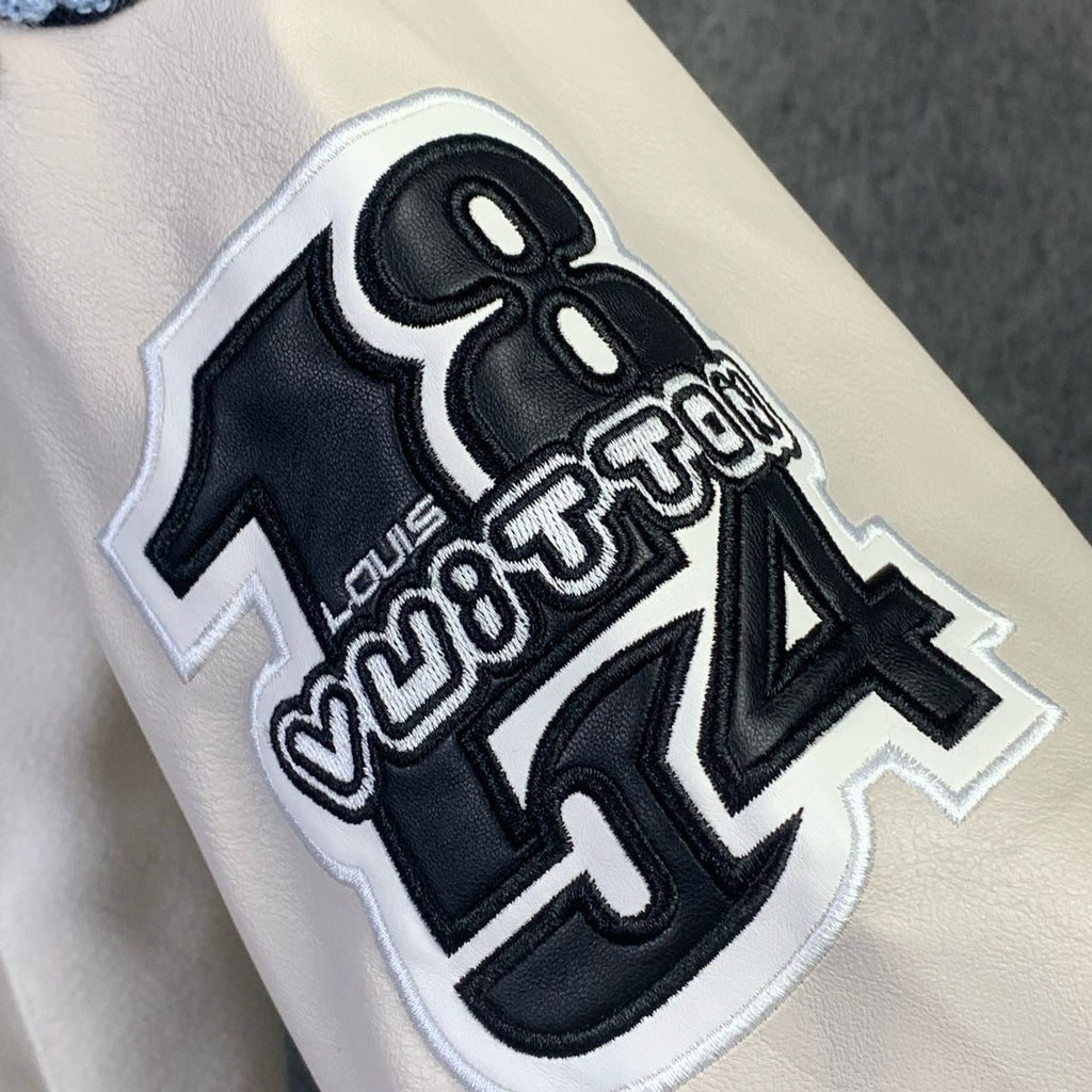 LV Multi-Patches Mixed Leather Varsity Blouson 'Milky White'