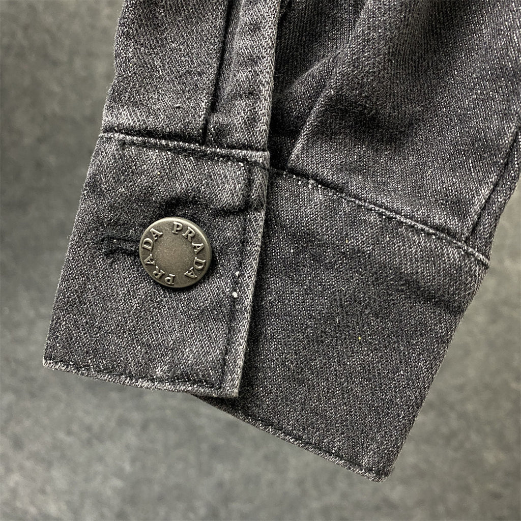 PRADA Women's Grey Denim Blouson Jacket 'Gray'