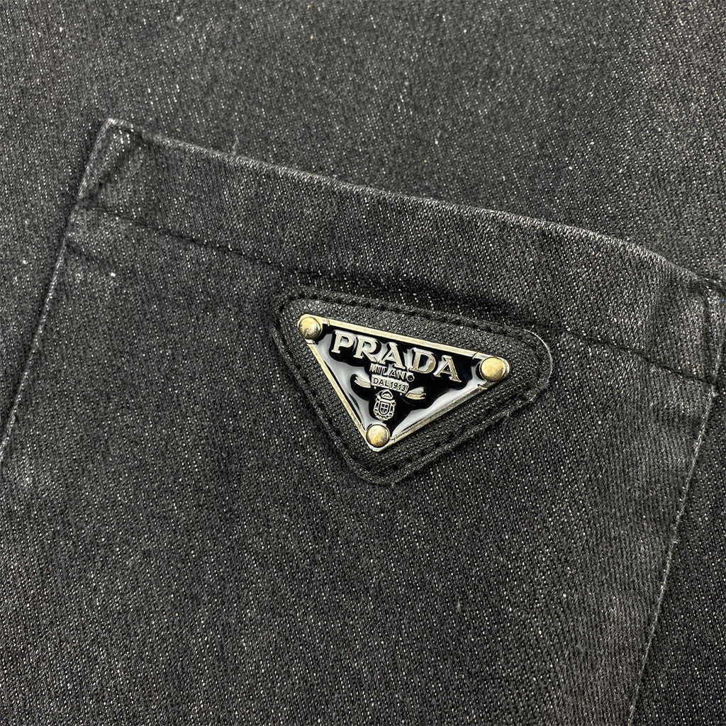 PRADA Women's Grey Denim Blouson Jacket 'Gray'