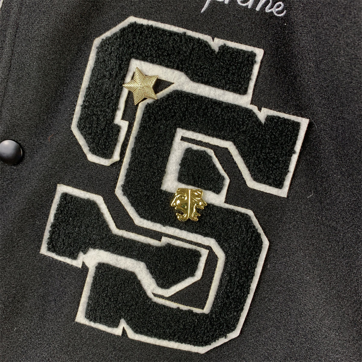 SUPREME TIGER VARSITY JACKET 'BLACK'